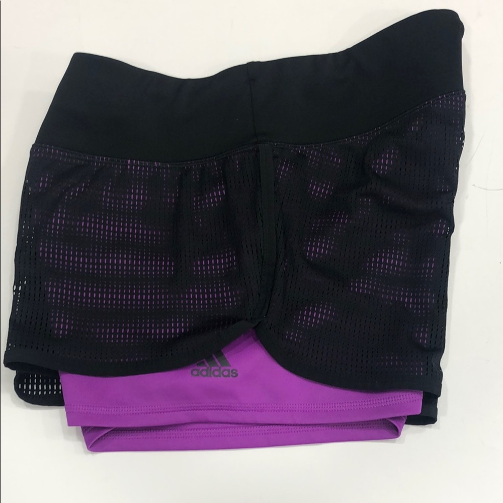 adidas Climalite Lined Athletic Shorts – Women’s Medium – Black / Purple